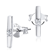 I shaped CZ Silver Stud Earring STS-3246